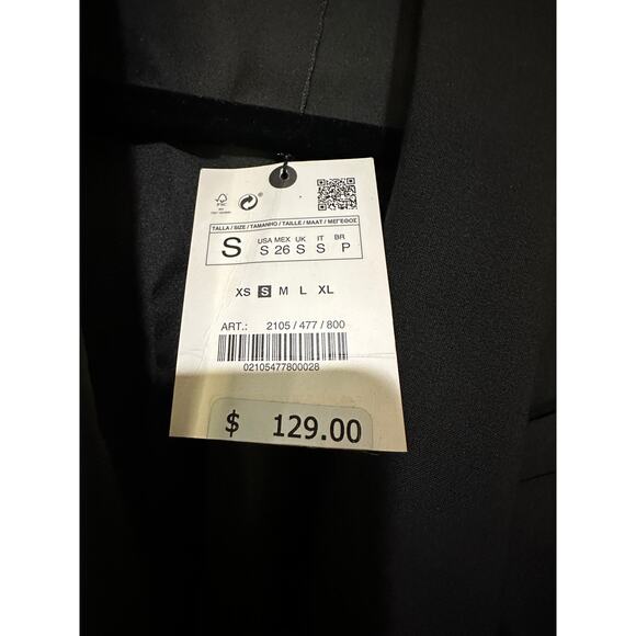 Zara Women's Black Blazer Size Small NWT Wool Polyester Blend Dressy - Picture 7 of 13